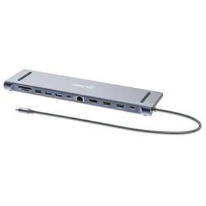 Docking Manhattan 190305 USB-C 12 en 1 triple monitor 4K 100 W GbE