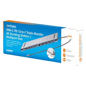 Docking Manhattan 190305 USB-C 12 en 1 triple monitor 4K 100 W GbE