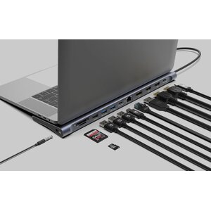 Docking Manhattan 190305 USB-C 12 en 1 triple monitor 4K 100 W GbE