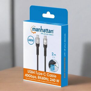 Cable Manhattan 356381 USB4 USB-C 40 Gbps 8K 60 Hz 240 W 2 m