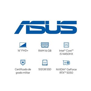Portátil Asus TUF Gaming F16 FX608JHI-TU231 Core i5-14450HX, 16GB, 512GB SSD