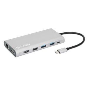 Docking Manhattan 130660 Usb-C 12 en 1, 3 Hdmi 4K, carga 100 W