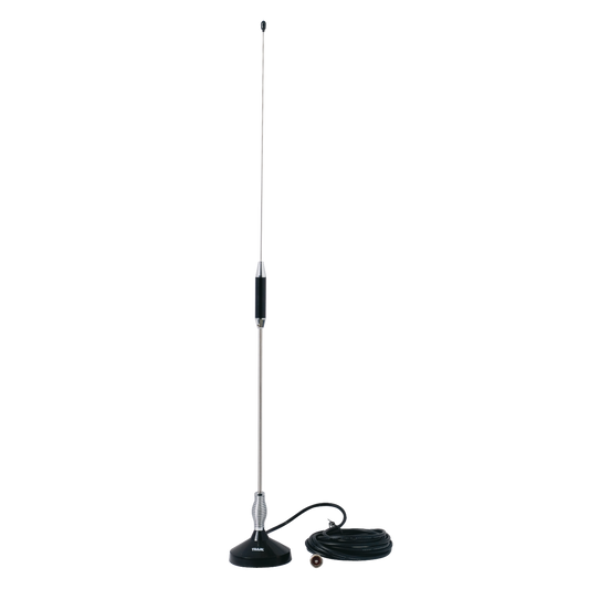 Antena Móvil para Rango de Frecuencia de Banda Civil (CB) 26.960 - 27.400 MHz.