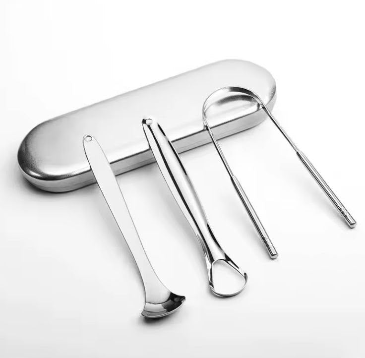 Kit Raspador de Lengua Acero 3 Piezas