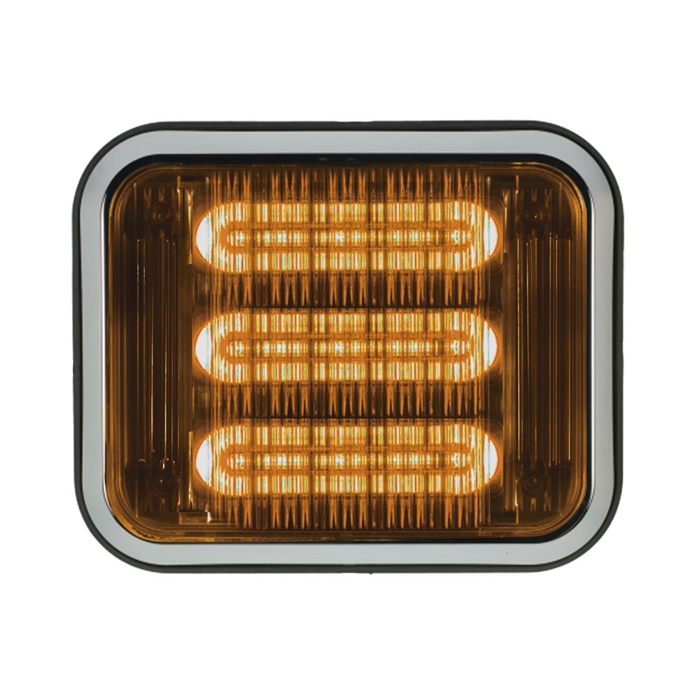 Luz perimetral led prizm  II de 7x9 con bisel, lente de color y ref 8, ambar