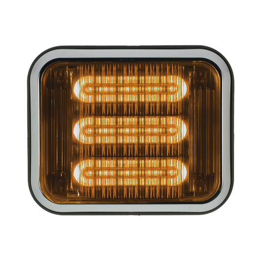 Luz perimetral led prizm  II de 7x9 con bisel, lente de color y ref 8, ambar