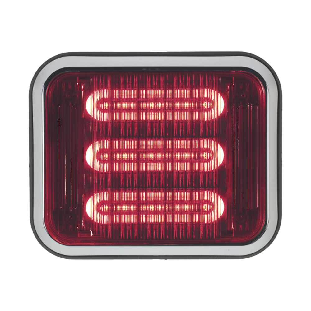  Luz perimetral LED PriZm ™ II de 7x9 con bisel, lente y LED de color rojo