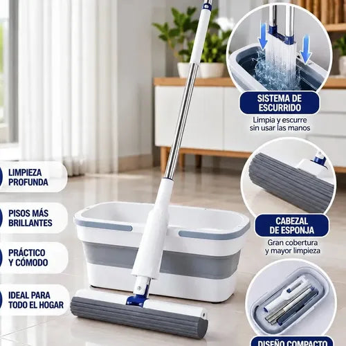 Trapero Esponja con Balde Plegable