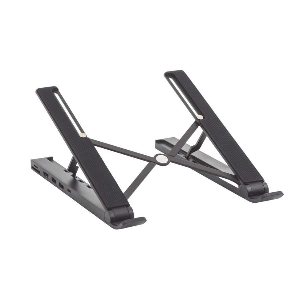 Estación de Acoplamiento (HUB) con Soporte para Laptop /  2 puertos USB 3.0 a 5Gbps / HDMI 4K@30Hz / Memoria SD + TF / Color Negro / 5 en 1