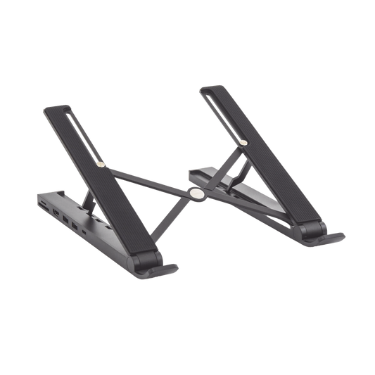 Estación de Acoplamiento (HUB) con Soporte para Laptop /  2 puertos USB 3.0 a 5Gbps / HDMI 4K@30Hz / Memoria SD + TF / Color Negro / 5 en 1