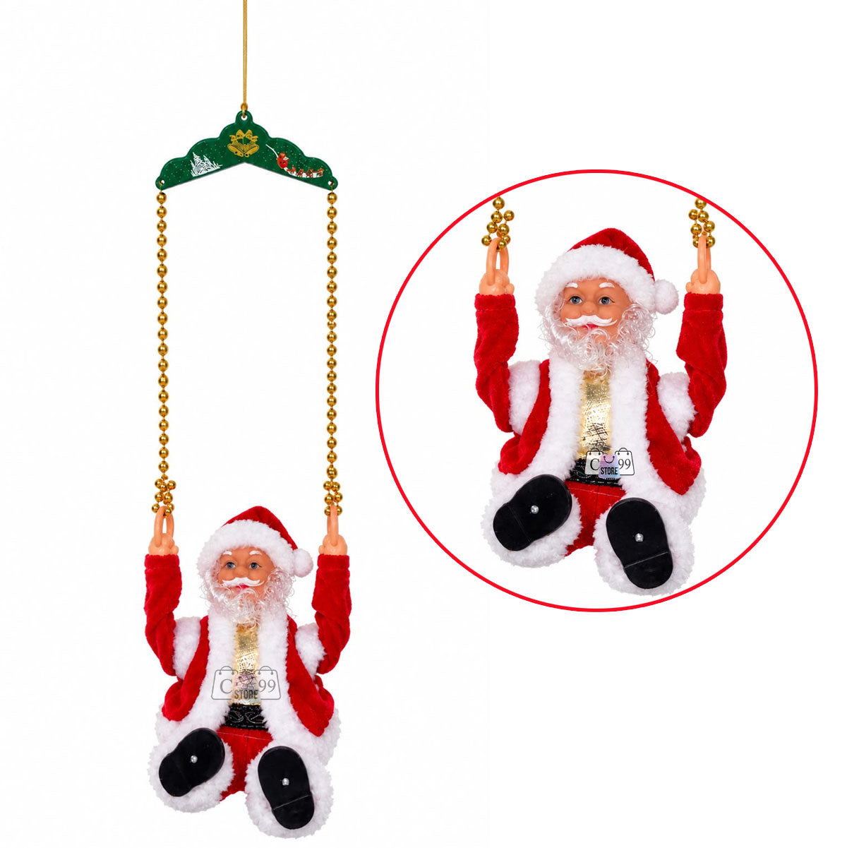 Papá Noel En Columpio Movimiento Sonido