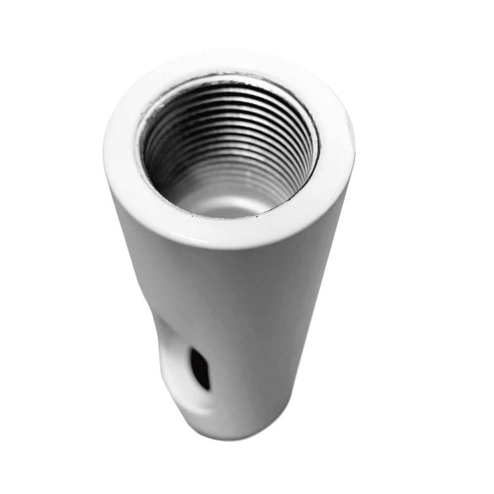 Morad marine antenna adapter with side drilling and 1" x 14 thread.