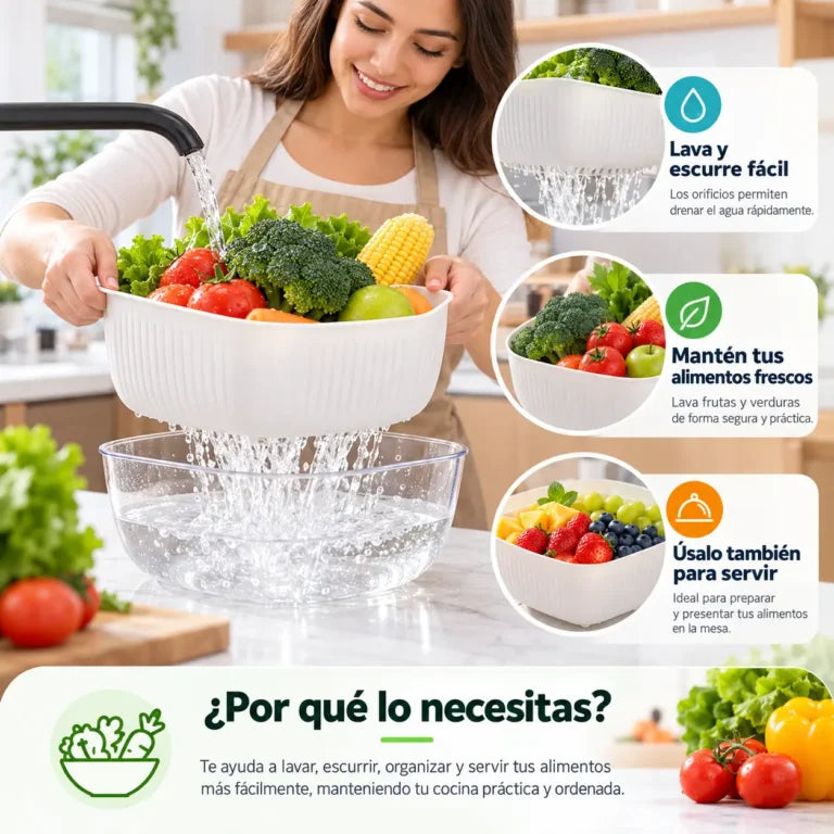 Cesta con escurridor para alimentos