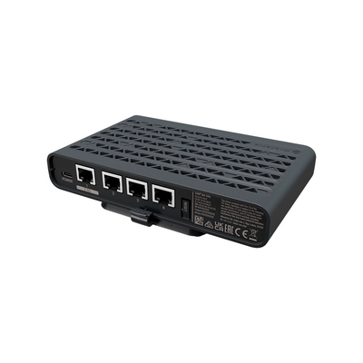 Router y punto de acceso Wi‑Fi 7 BE3600 doble banda con MLO, 1 puerto 2.5 Gigabit, 3 puertos Gigabit, RouterOS v7 y alim