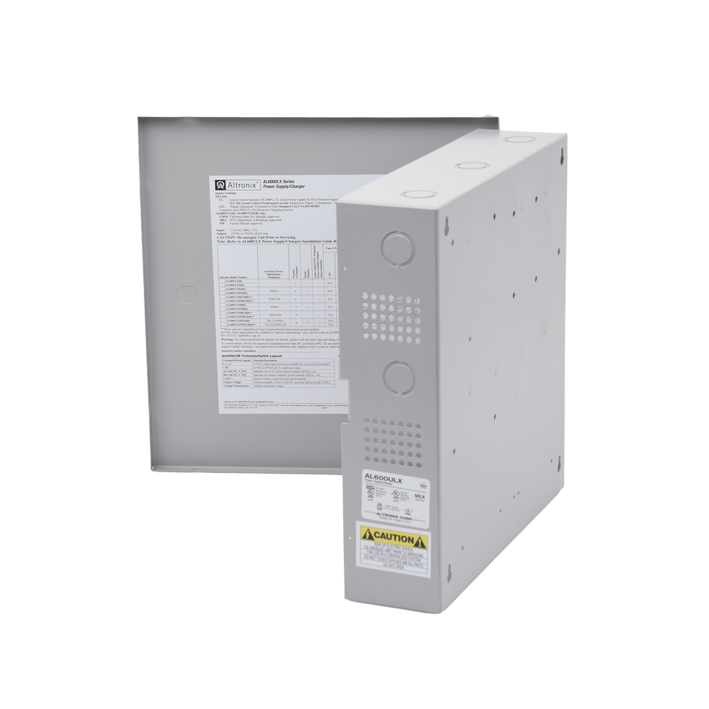 Fuente de poder ALTRONIX dual de 12 Vcd o 24 Vcd @ 6 Amper, para 8 cámaras, voltaje de entrada de 115 Vca, con capacidad de batería de respaldo, requiere batería