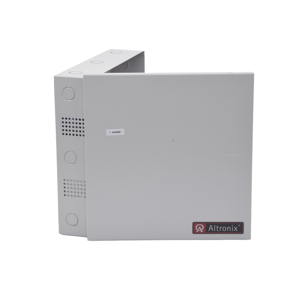 Fuente de poder ALTRONIX dual de 12 Vcd o 24 Vcd @ 6 Amper, para 8 cámaras, voltaje de entrada de 115 Vca, con capacidad de batería de respaldo, requiere batería