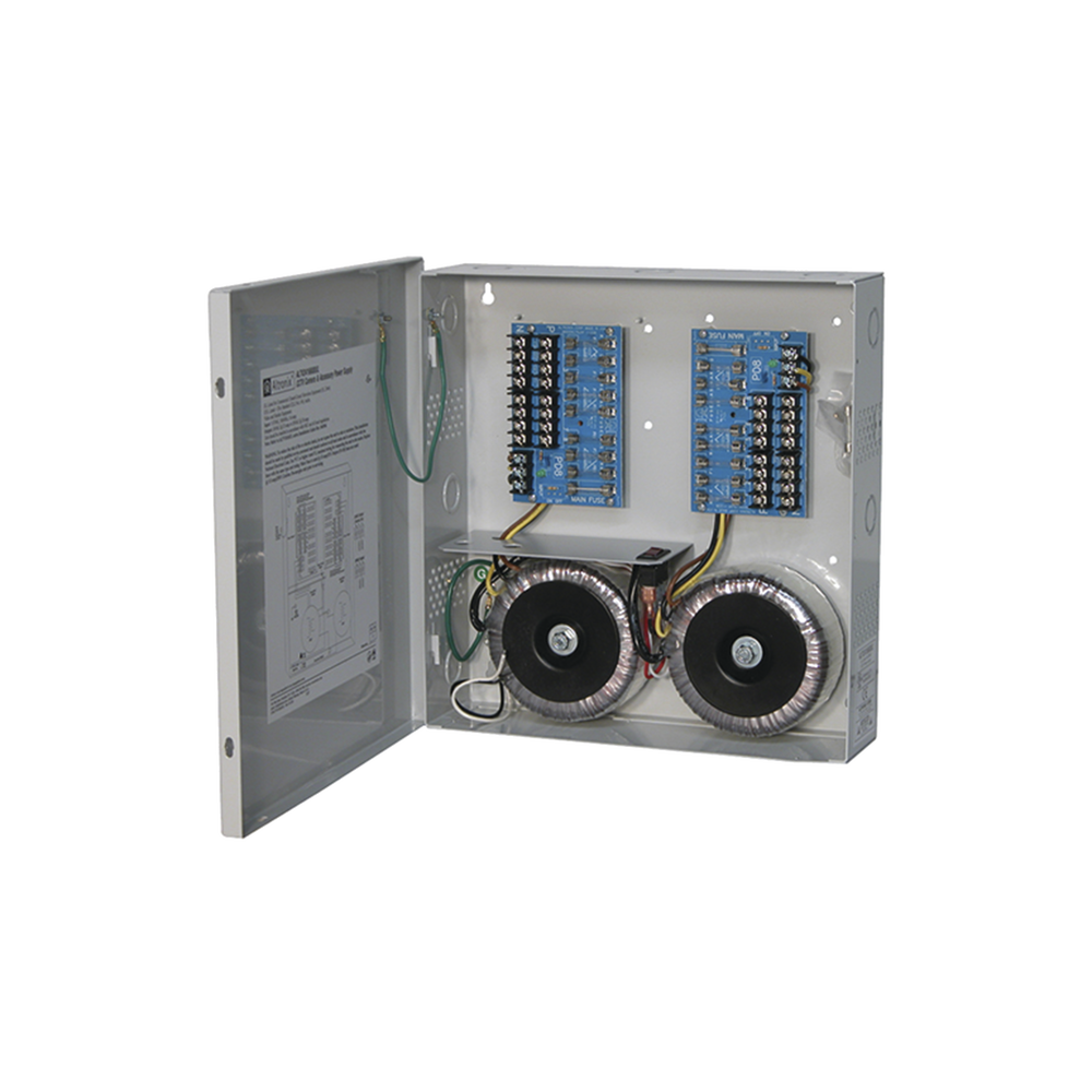 Fuente de poder ALTRONIX de 24 @ 25 Amper o 28 VCA @ 20 Amper, para 16 cámaras / Voltaje de entrada en 115 Vca / Con capacidad de baterías de respaldo / Requieren baterías 