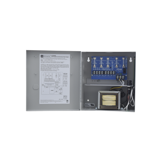 Fuente de poder ALTRONIX de 24 Vca @ 3.5 Amper o 28 Vca @ 3.0 Amper, para 4 cámaras, Con voltaje de entrada de 115 Vca, Con capacidad de batería de respaldo, Requiere batería 