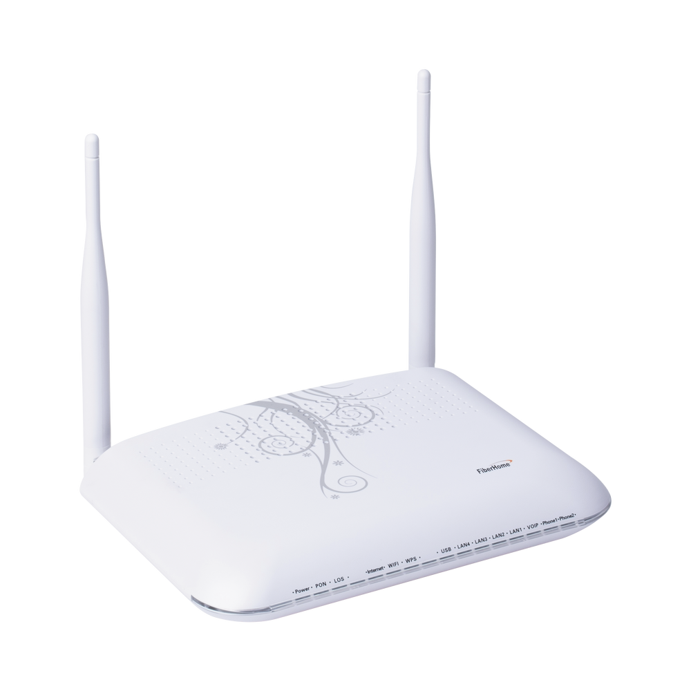 ONU GPON, WiFi 2.4 GHz, MIMO 2X2, 4 Puertos Gigabit Ethernet, conector SC/UPC