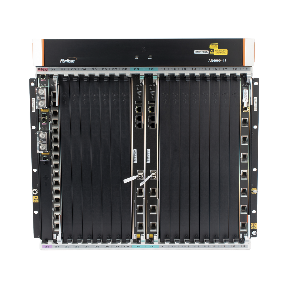 OLT Carrier Class Modular GPON, 16 Ranuras de Servicio, 1 Tarjeta de Servicio, crecimiento hasta 256 puertos GPON o 128 XGPON