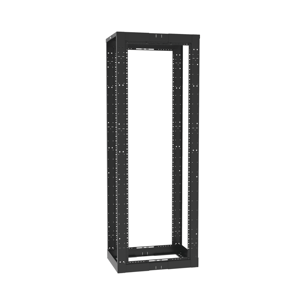 Rack de Cuatro Postes Estándar de 19", Rieles Roscados #12-24, Profundidad Ajustable de 23 a 42 in, 45 Unidades de Rack, Color Negro