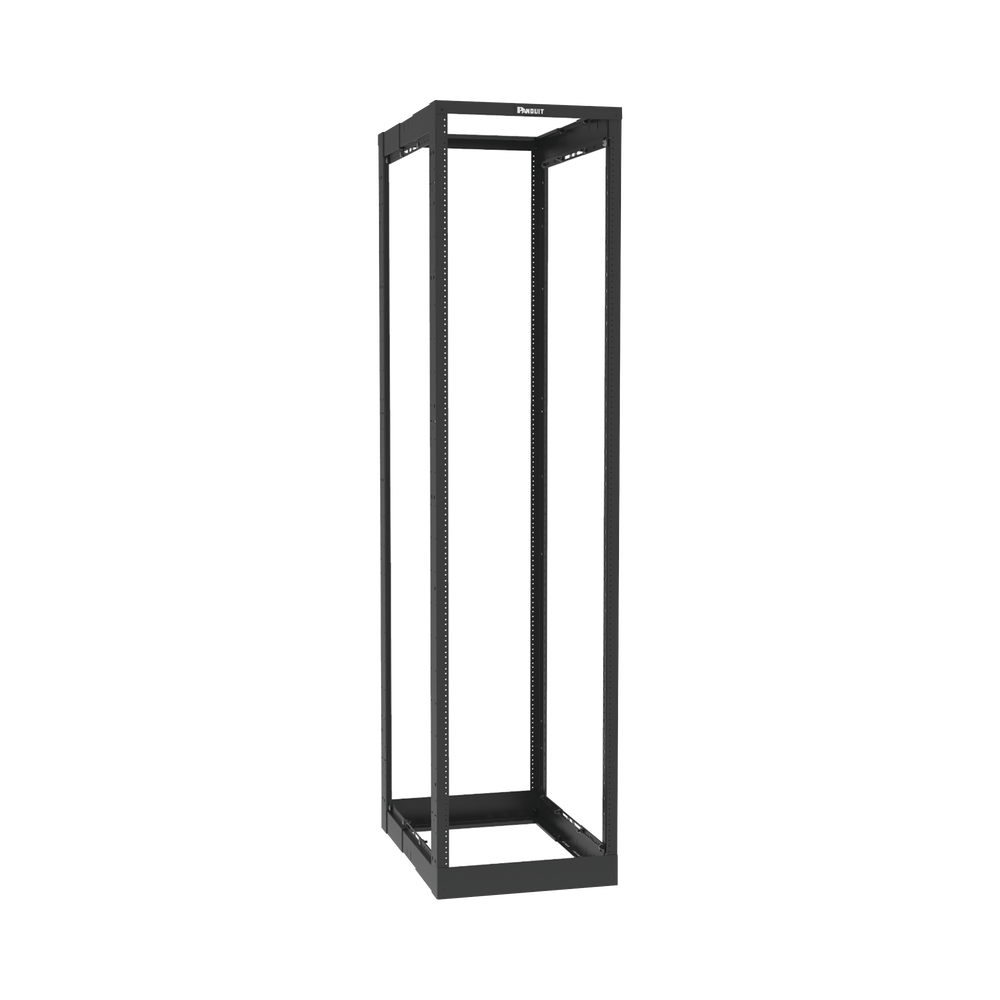 Rack de Cuatro Postes Estándar de 19", Rieles Roscados #12-24, Profundidad Ajustable de 23 a 42 in, 45 Unidades de Rack, Color Negro