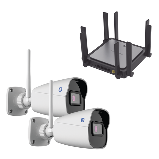 High Performance Wi-Fi Camera Bundle with Router / Includes 2 XB42W-GEN3 Cameras / 1 RG-E5(US) Router