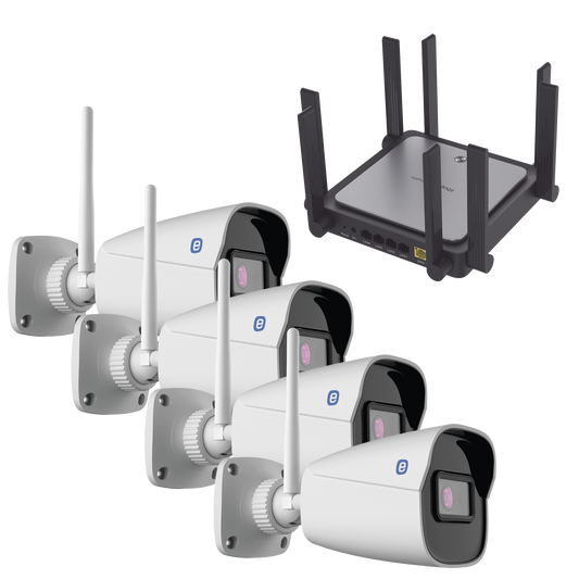 Best Wi-Fi Camera Bundle with Router / Includes 4 XB42W-GEN3 Cameras / 1 RG-E5(US) Router