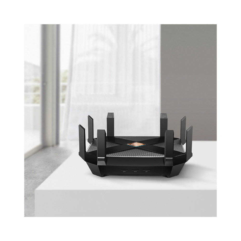 AX6000 MU-MIMO Tri-Band Gaming Router 1 x 2.5G, 2G, 1G, 100Mbps WAN port and 8 x 10/100/1000Mbps LAN ports, 2 x USB 3.0 ports and 8 x antennas.