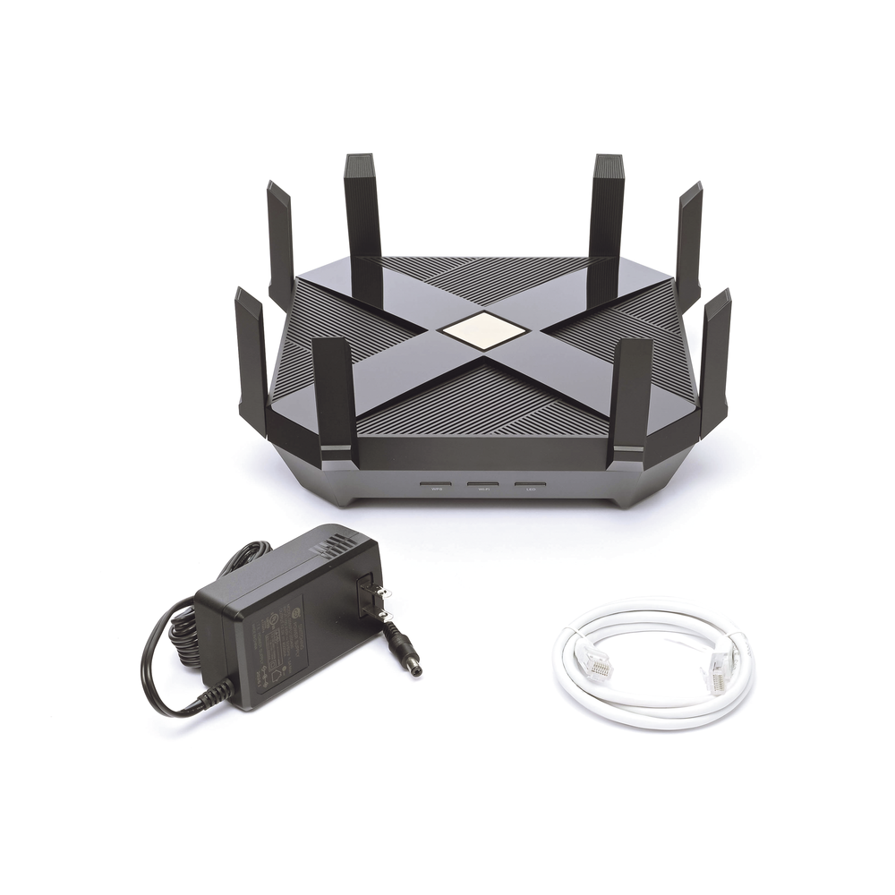 AX6000 MU-MIMO Tri-Band Gaming Router 1 x 2.5G, 2G, 1G, 100Mbps WAN port and 8 x 10/100/1000Mbps LAN ports, 2 x USB 3.0 ports and 8 x antennas.