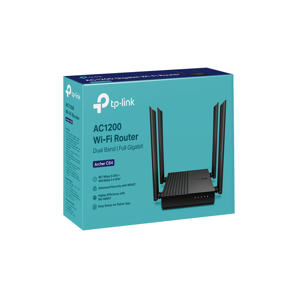 AC 1200 Dual Band MU-MIMO Wireless Router, 1 10/100/1000 Mbps WAN Port &amp; 4 10/100/1000 Mbps LAN Ports