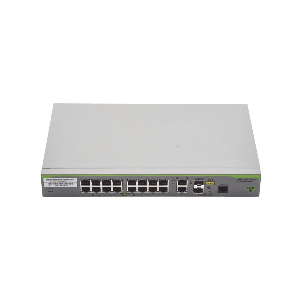 Switch Administrable CentreCOM FS980M, Capa 3 de 16 Puertos 10/100 Mbps + 2 puertos RJ45 Gigabit/SFP Combo