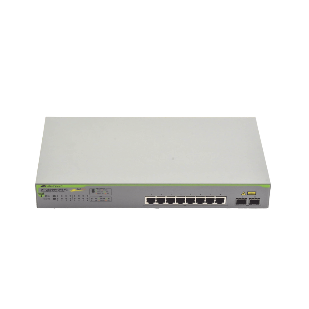 Switch PoE+ Gigabit WebSmart de 10 puertos 10/100/1000 Mbps (2 x Combo) + 2 puertos gigabit SFP (Combo), 75 W