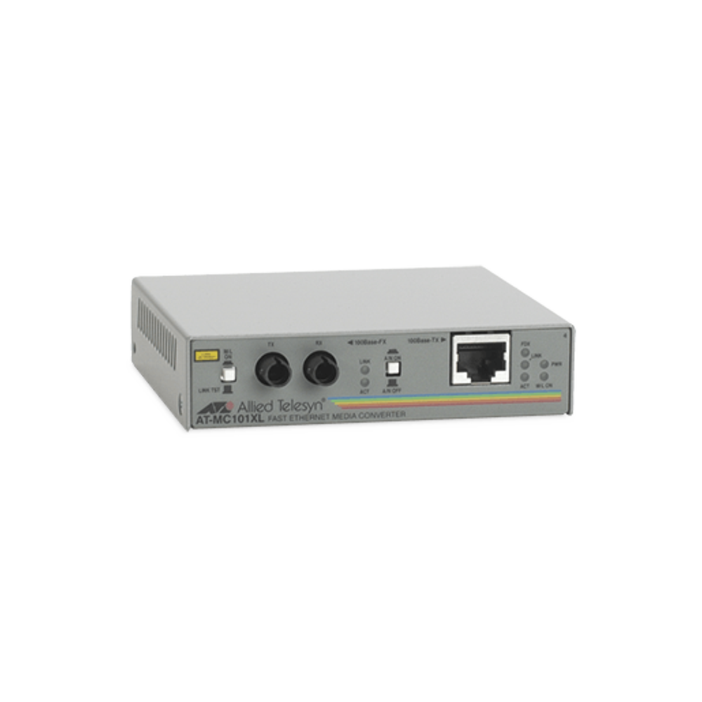Convertidor de medios fast ethernet a fibra óptica, conector ST, multi-modo (MMF), hasta 2 km, adaptador de alimentación multiregión 