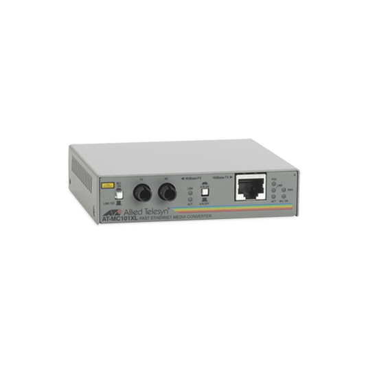 Convertidor de medios fast ethernet a fibra óptica, conector ST, multi-modo (MMF), hasta 2 km, adaptador de alimentación multiregión 