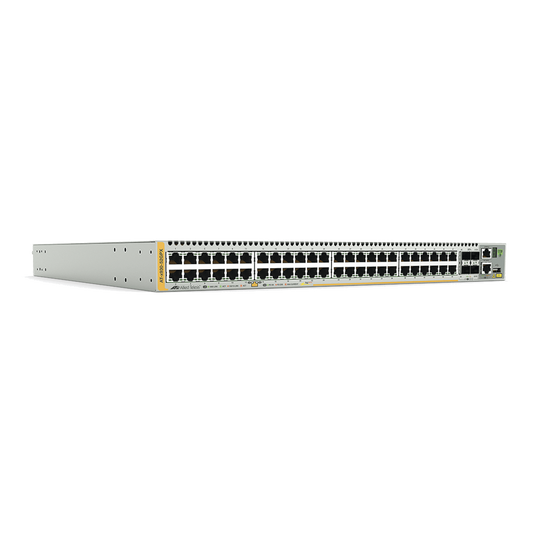 Switch PoE+ Stackeable Capa 3, 48 puertos 10/100/1000 Mbps + 4 puertos SFP+ 10 G y dos bahías hotswap PSU, Versión Federal
