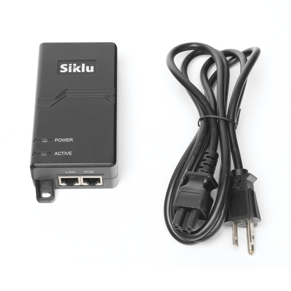 PoE Injector, 1 Gbps, 60 W, 55 Vdc, 100-240 Vac, AC Cable