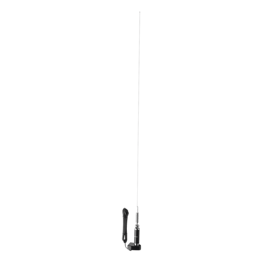 VHF Antena Ajustable / 148-174 MHz / 3.4 dB / 200 W / Cable 5m RG-58U / Conector UHF Male PL-259 / Longitud Máxima 132 cm / Montaje en Maletero