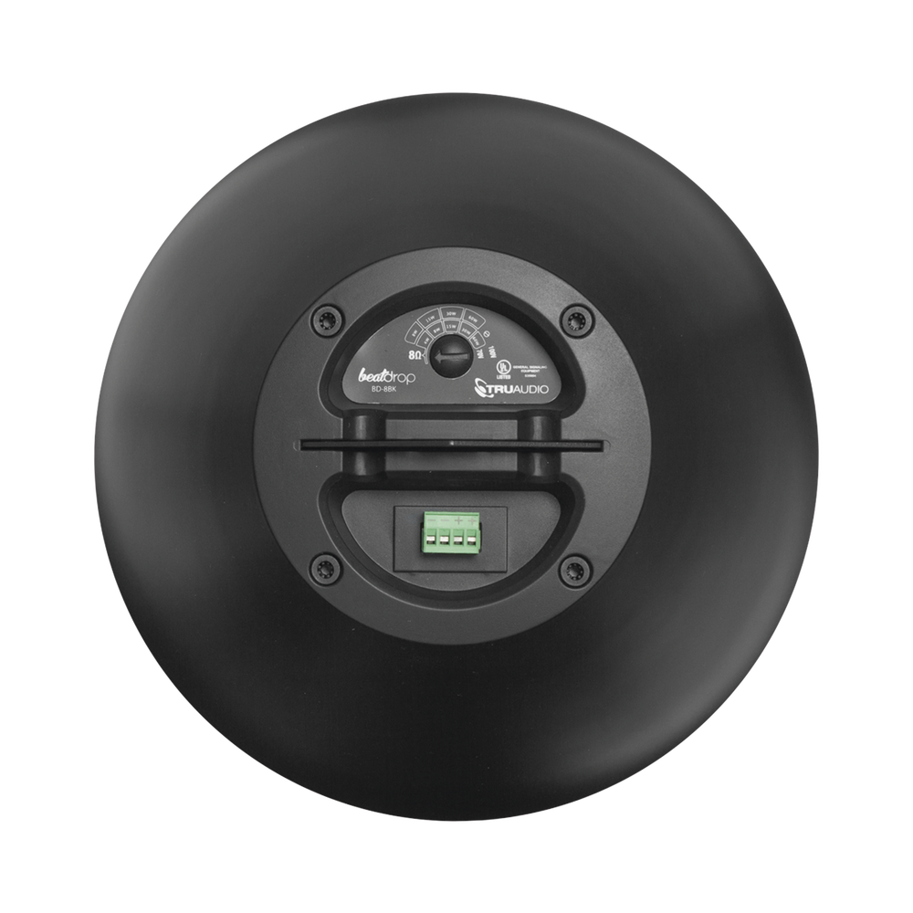 Beat Drop 8" Commercial Pendant Speaker with Gripple Pendant Kit. 70V | 100V | 8 Ohms, 5-125 Watts, Black