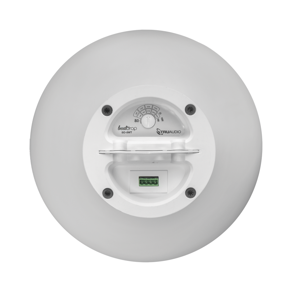 Beat Drop 8" Commercial Pendant Speaker with Gripple Pendant Kit. 70V | 100V | 8 Ohms, 5-125 Watts, White