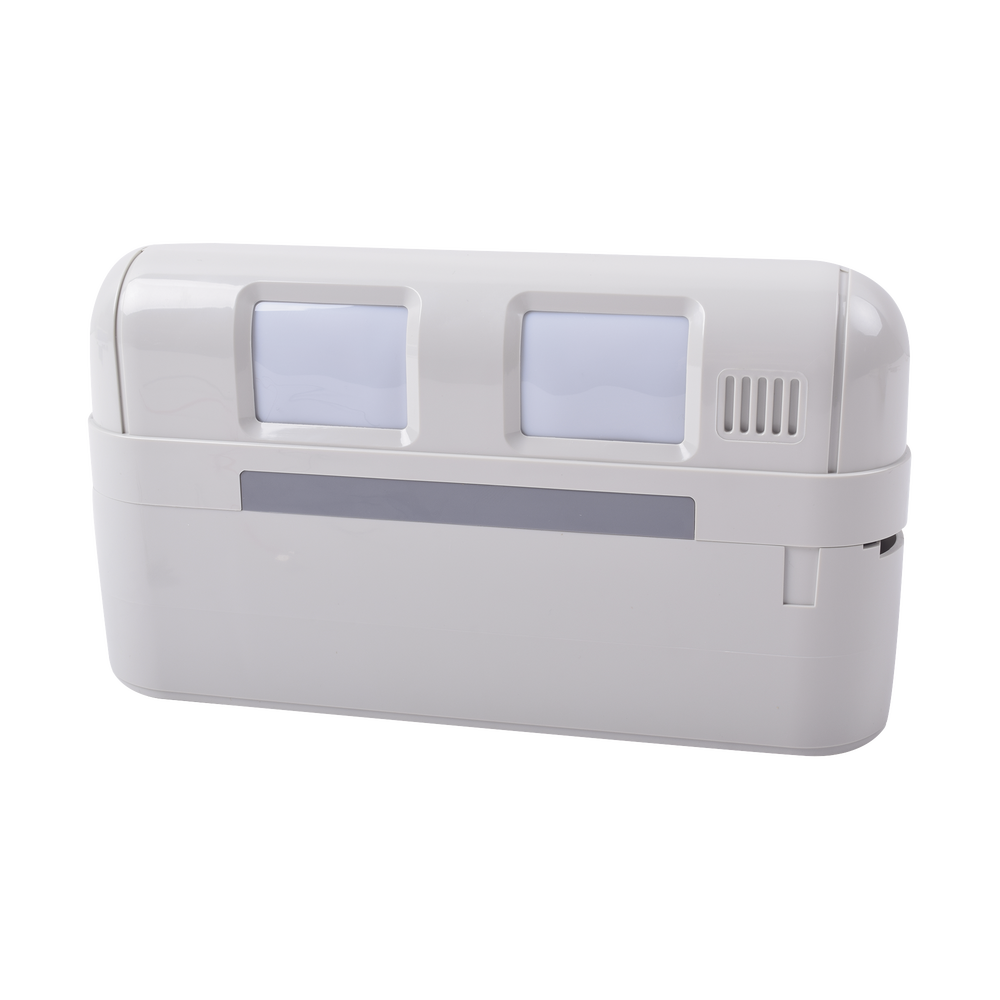 Detector de movimiento inalámbrico de doble cobertura, ideal para lugares angostos, fachadas o generar bardas virtuales hasta 24 metros
