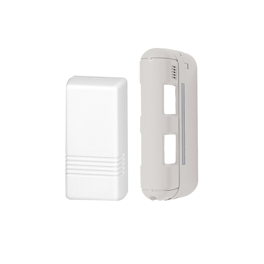 Detector de movimiento inalámbrico de doble cobertura, ideal para lugares angostos, fachadas o generar bardas virtuales hasta 24 metros / Incluye Transmisor 5816 para paneles Honeywell