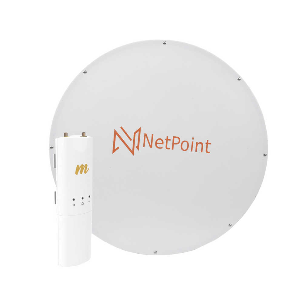 Kit de radio C5C con Antena NPX2 de 34 dBi, Frecuencia (4.9-6.2 GHz), ideal para distancia de hasta 50 km, jumpers, PoE y cable de alimentación Incluidos