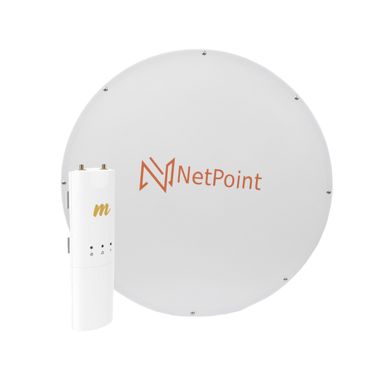 Kit de radio C5C con Antena NPX2 de 34 dBi, Frecuencia (4.9-6.2 GHz), ideal para distancia de hasta 50 km, jumpers, PoE y cable de alimentación Incluidos