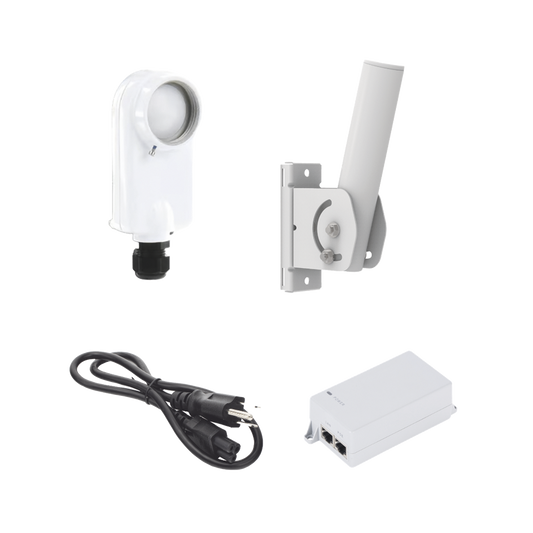 Kit de radios C5X, rango de frecuencia extendida (4.9 a 6.4 GHz),  incluye inyector POE, cable de alimentación y montaje universal para tubo o poste
