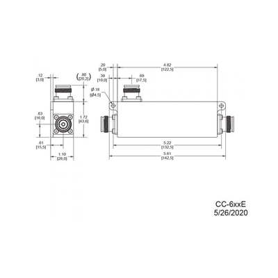 Acoplador direccional 6dB 617-5925MHz 300W-161dBc 4.3-10 IP67