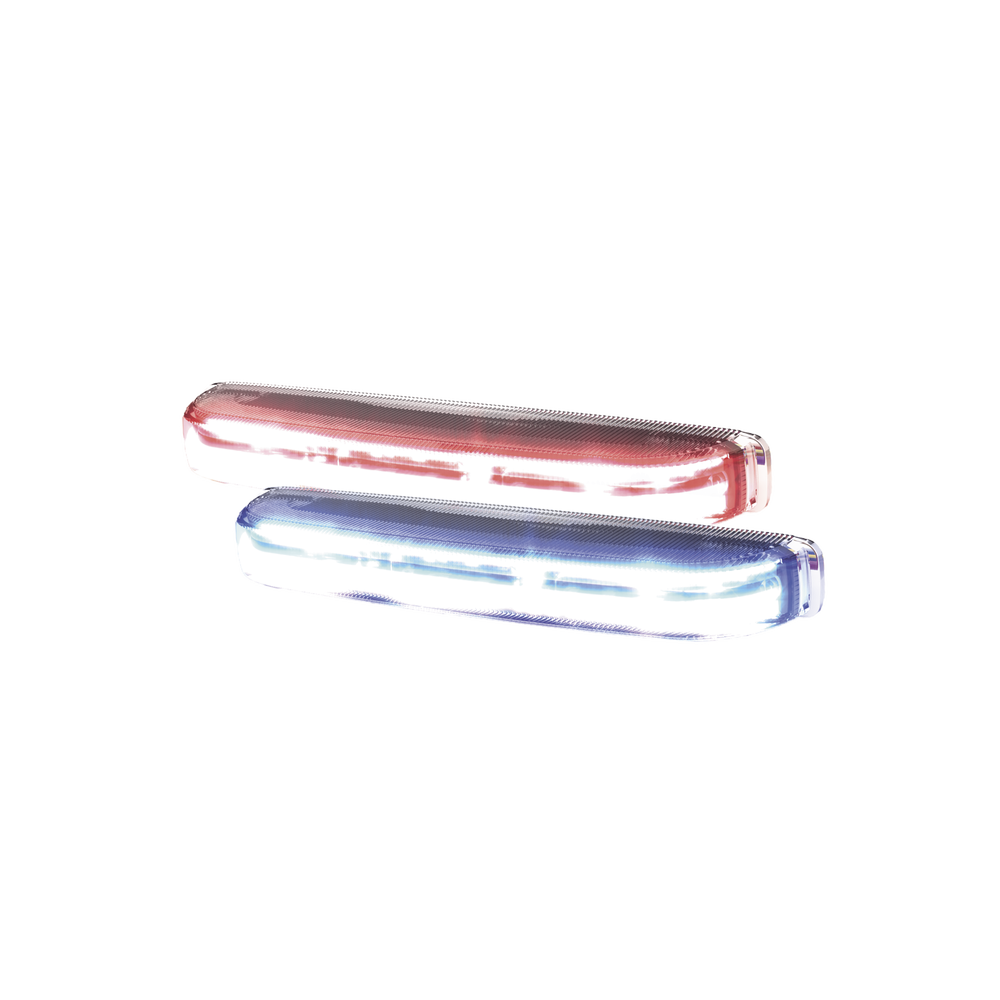 Luz direccional led con montaje: color- dual , estrecho, superficie y rejilla, 69 patrones de flash, 12-24vdc, rojo / azul