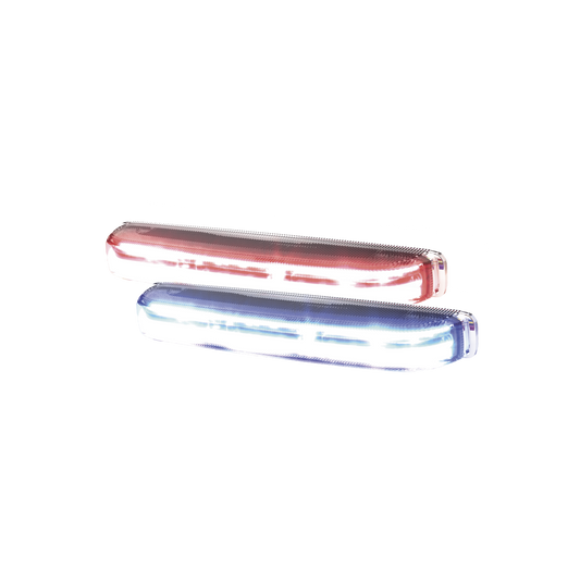 Luz direccional led con montaje: color- dual , estrecho, superficie y rejilla, 69 patrones de flash, 12-24vdc, rojo / azul