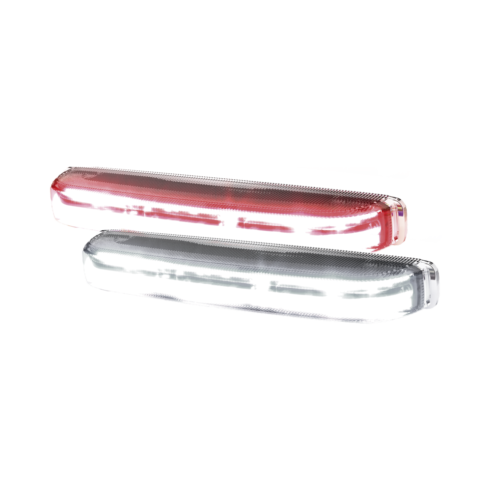 Luz direccional led con montaje: color- dual , estrecho, superficie y rejilla, 69 patrones de flash, 12-24vdc, rojo / claro