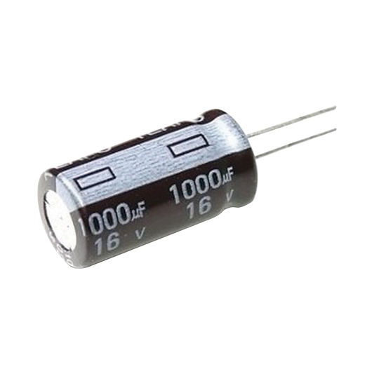 Capacitor Electrolítico de Aluminio, 1000 µFd, 16 Vcd, 10 x 15 mm.